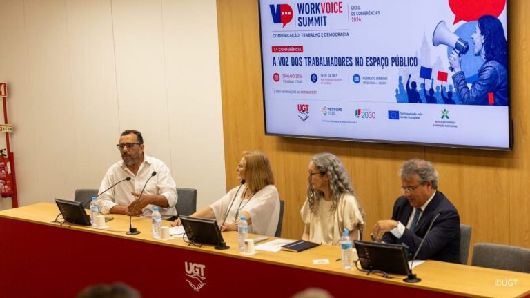 Momentos da conferência “A Voz dos Trabalhadores no Espaço Público